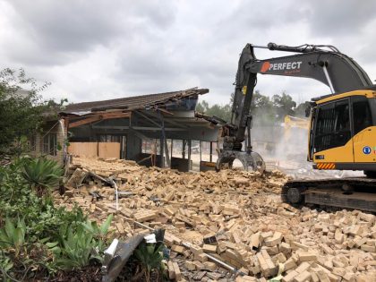 High school building demolish in Kellyville
